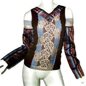 SAVE THE QUEEN Blouse Top Long Sleeve Multicolor MADE IN ITALY Sz L